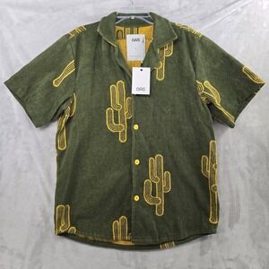 OAS Mezcal Cuba Terry Shirt Green Yellow Cactus Print Mens Large NWT